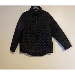 Belle By Kim Gravel Womens Quilted Jacket Black Nylon Polyester Size M Full Zip